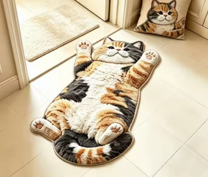 🏆75K+ Sold 🐱Chubby Tabby Cat Shaped Rug 🤎