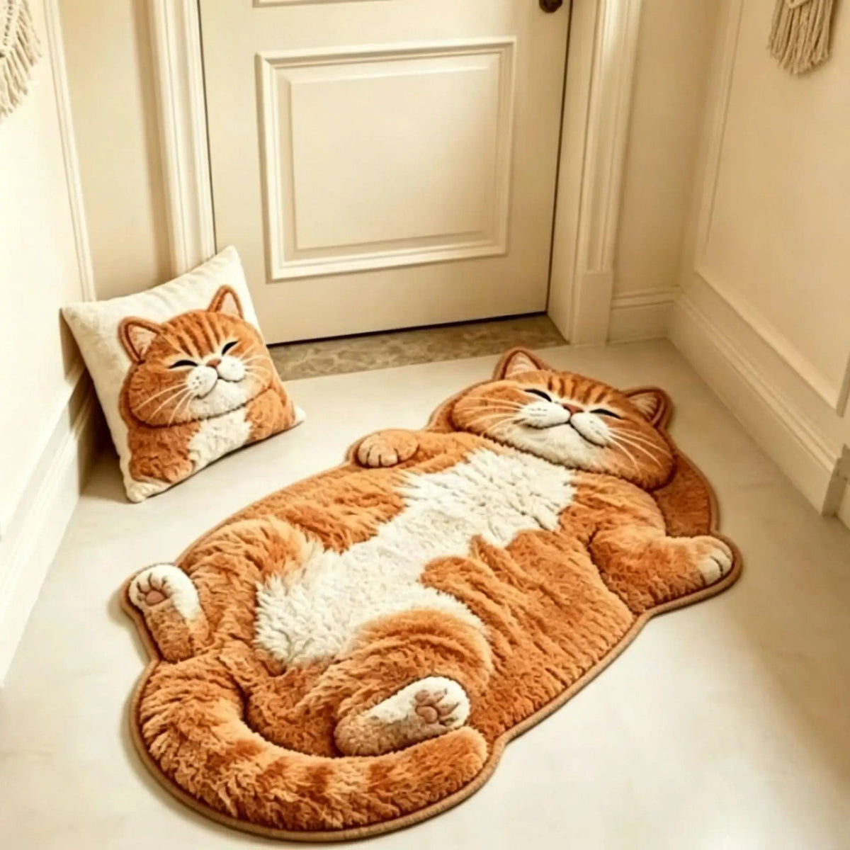 🏆75K+ Sold 🐱Chubby Tabby Cat Shaped Rug 🤎