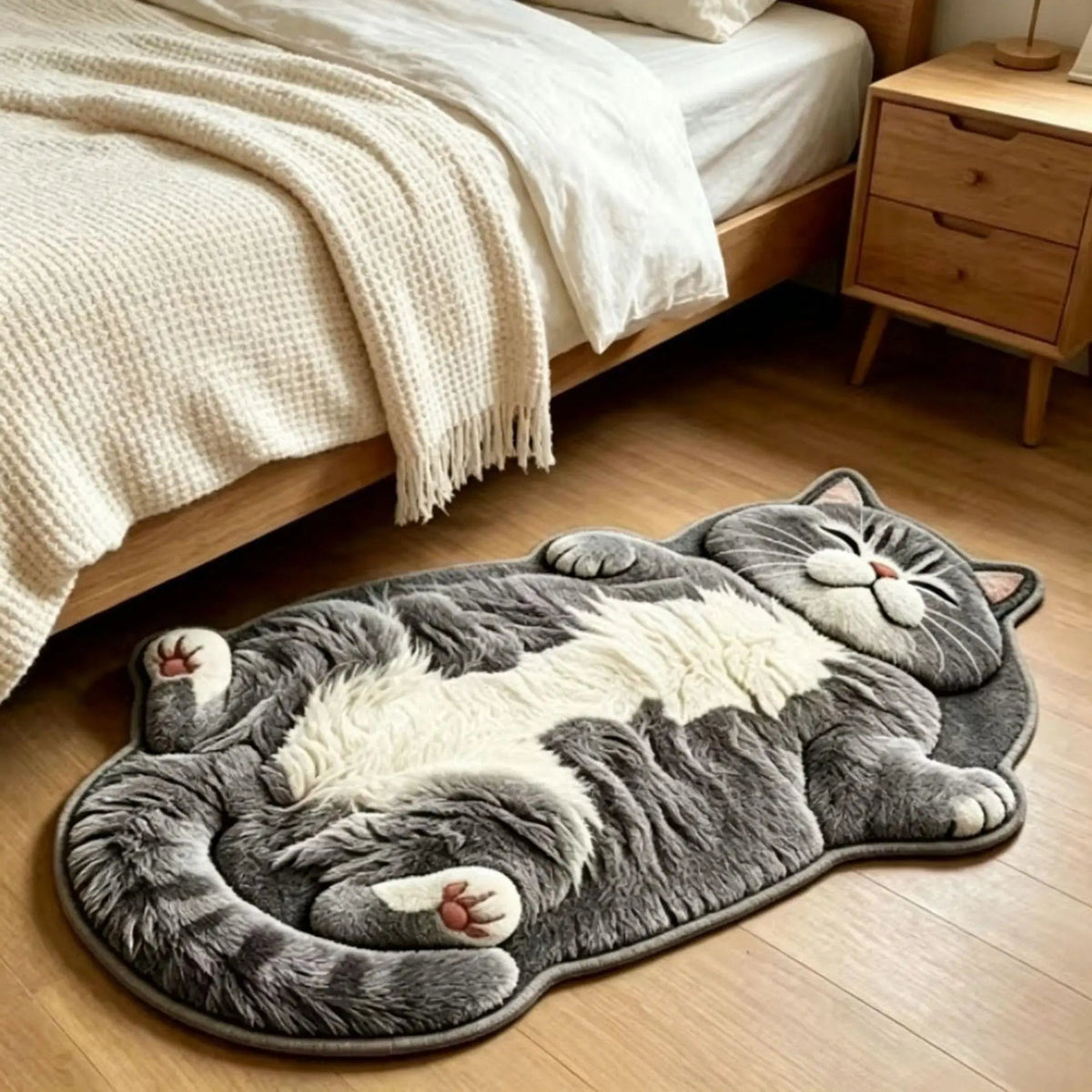 🏆75K+ Sold 🐱Chubby Tabby Cat Shaped Rug 🤎