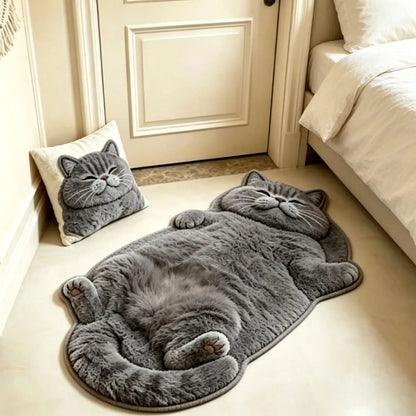 🏆75K+ Sold 🐱Chubby Tabby Cat Shaped Rug 🤎