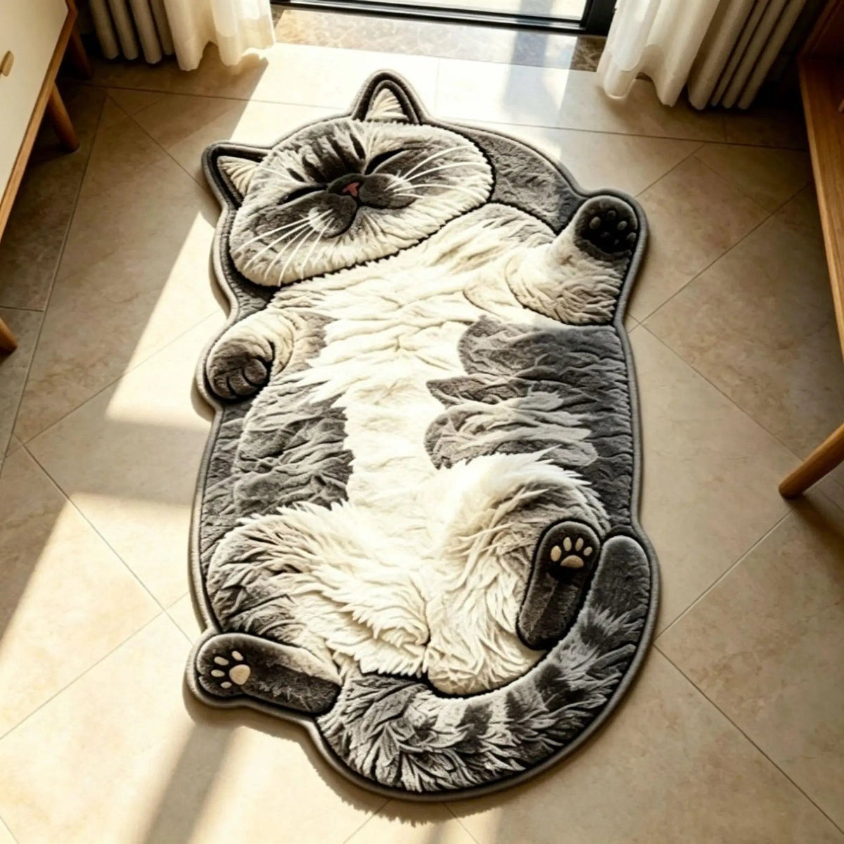 🏆75K+ Sold 🐱Chubby Tabby Cat Shaped Rug 🤎