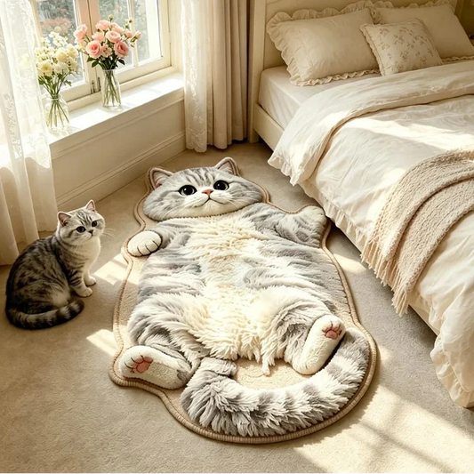 🏆75K+ Sold 🐱Chubby Tabby Cat Shaped Rug 🤎